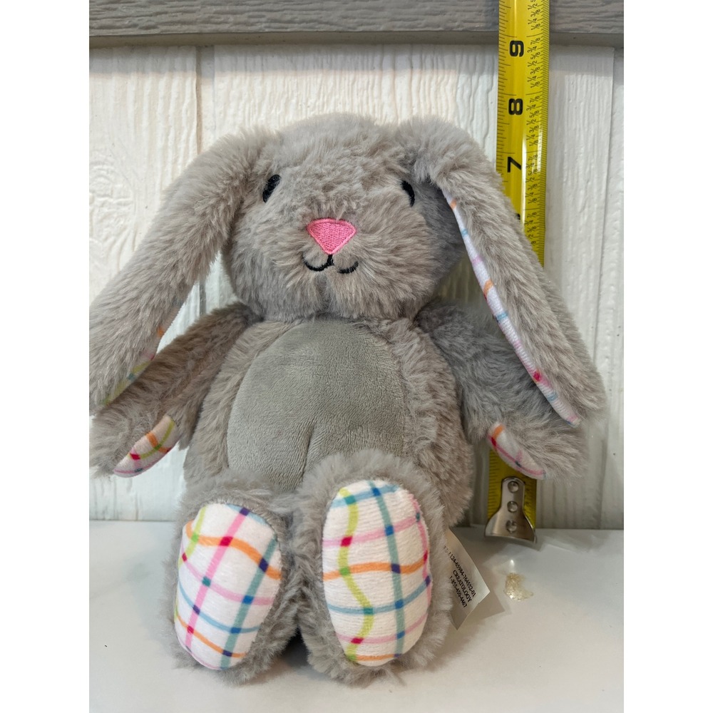 Creatology‎ Gray Plush Bunny Rabbit Easter Stuffed Animal Toy with Plaid Accents
